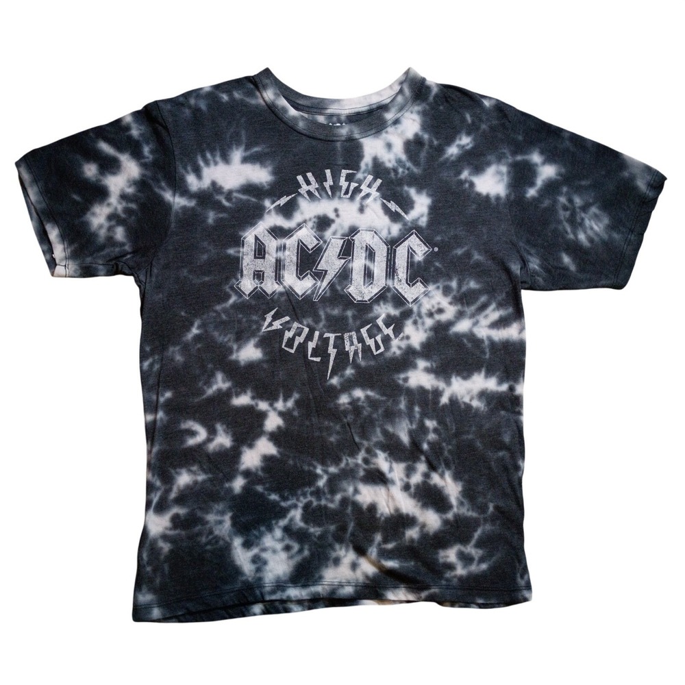 AC/DC Men's Large High Voltage Tie-Dye Graphic Band Tee Shirt Concert Style